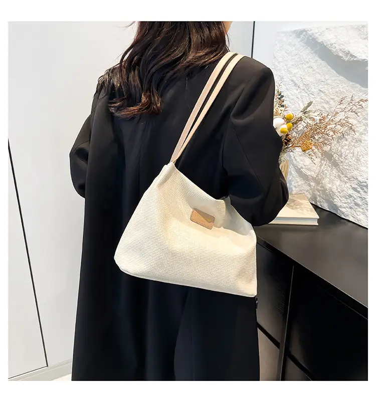 Women's Canvas Shoulder Bag 2024 New Solid Color — feature 18