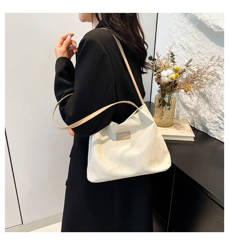 Women's Canvas Shoulder Bag 2024 New Solid Color — feature 19