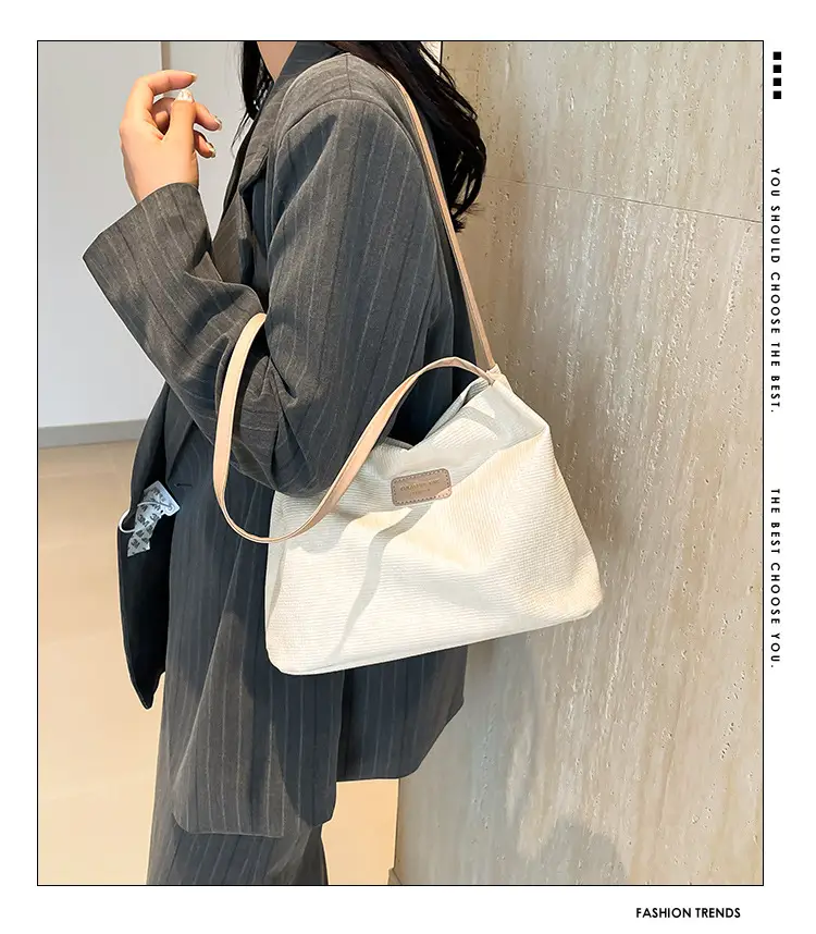 Women's Canvas Shoulder Bag 2024 New Solid Color — feature 2
