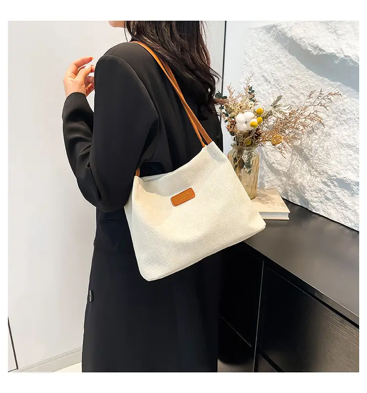 Women's Canvas Shoulder Bag 2024 New Solid Color — feature 21