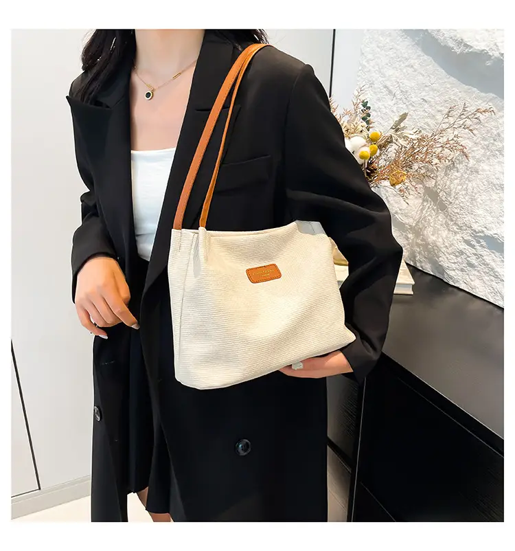 Women's Canvas Shoulder Bag 2024 New Solid Color — feature 22