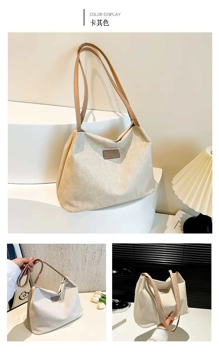 Women's Canvas Shoulder Bag 2024 New Solid Color — feature 24