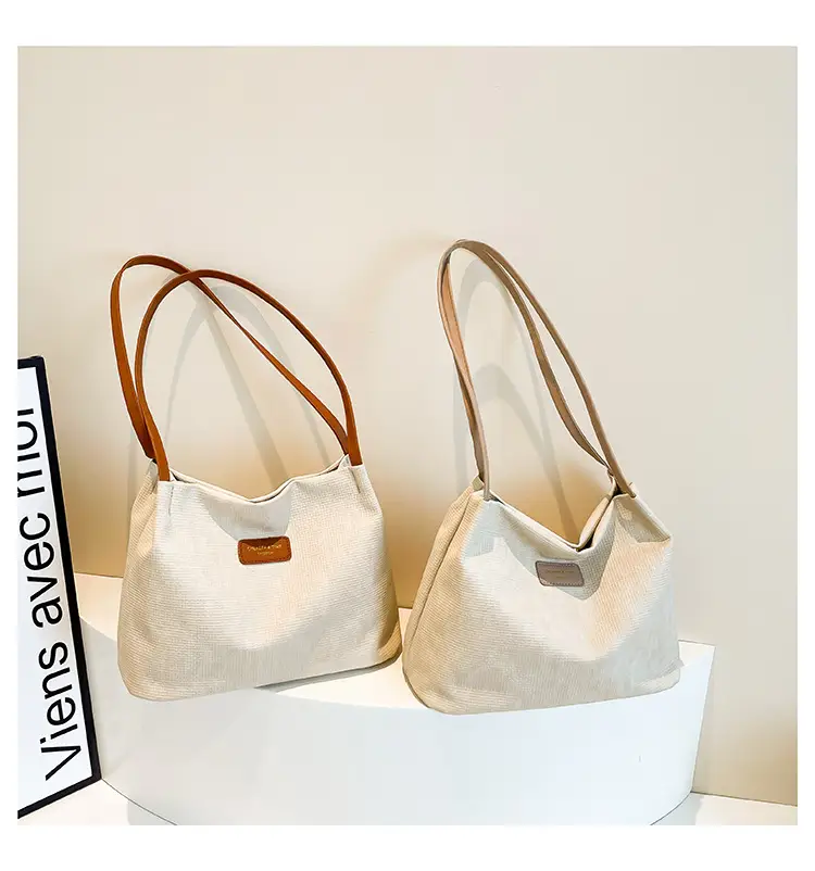 Women's Canvas Shoulder Bag 2024 New Solid Color — feature 27