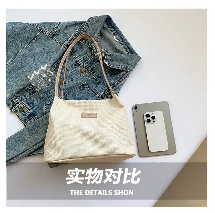 Women's Canvas Shoulder Bag 2024 New Solid Color — feature 7