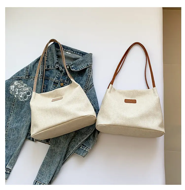 Women's Canvas Shoulder Bag 2024 New Solid Color — feature 9