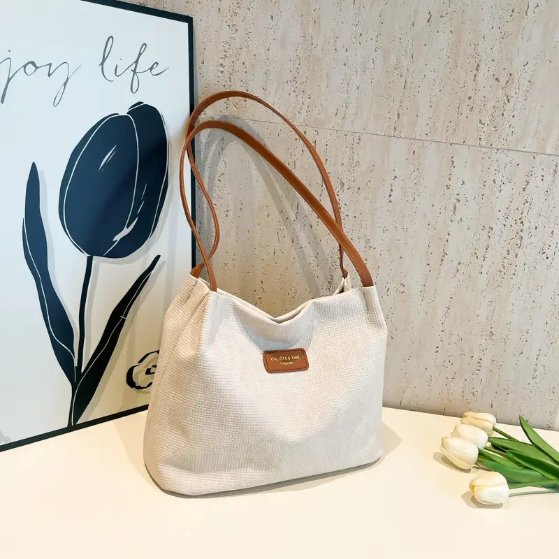 Women's Canvas Shoulder Bag 2024 New Solid Color - Image 2