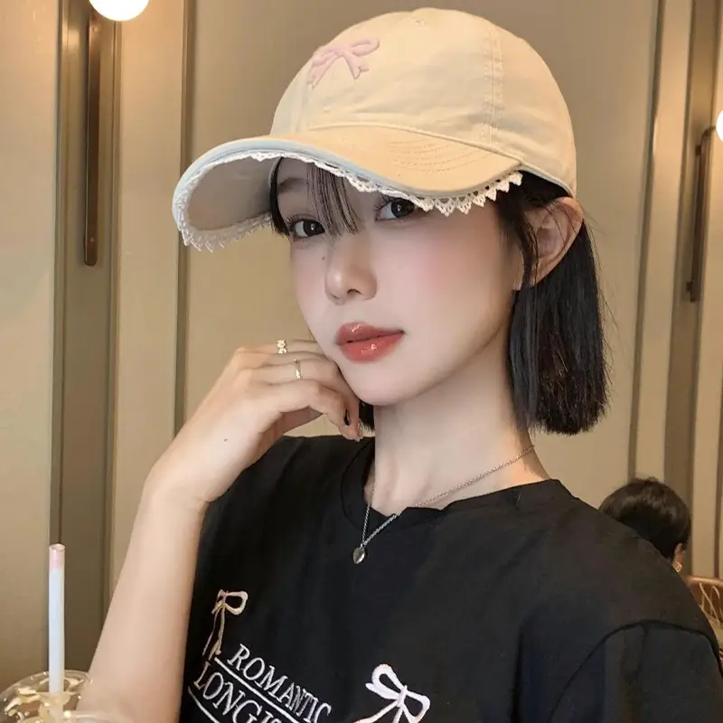 Black Bow Baseball Cap for Women with Wide Brim - Image 7