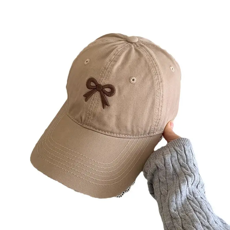 Black Bow Baseball Cap for Women with Wide Brim - Image 9