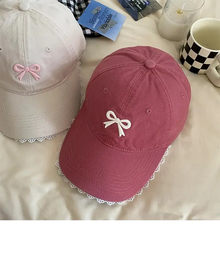 Black Bow Baseball Cap for Women with Wide Brim — feature 11