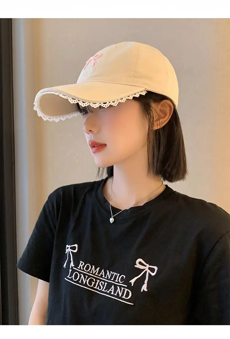 Black Bow Baseball Cap for Women with Wide Brim — feature 5
