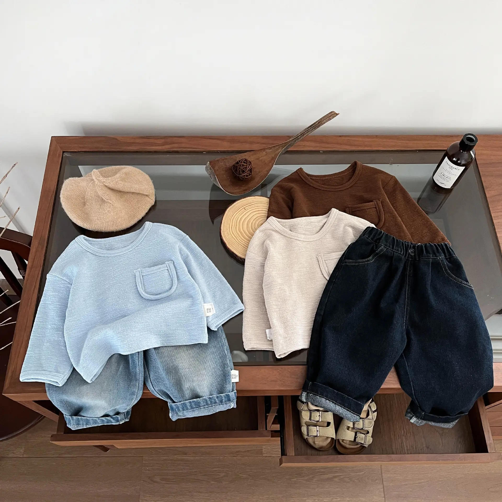 Brown Cotton Round Neck Baby T-shirt for Spring Autumn - Image 5