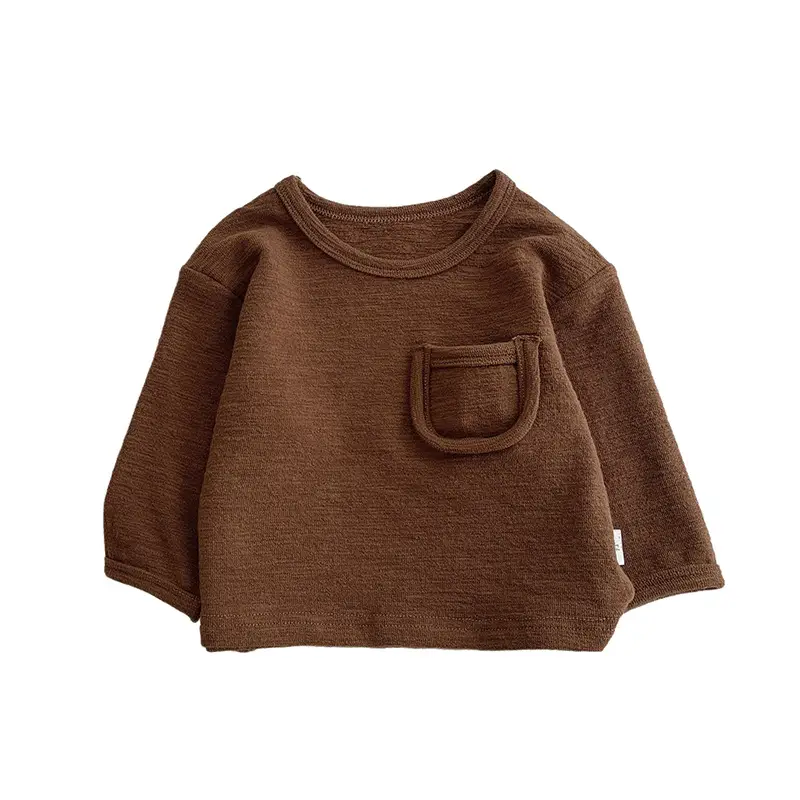 Brown Cotton Round Neck Baby T-shirt for Spring Autumn - Image 7