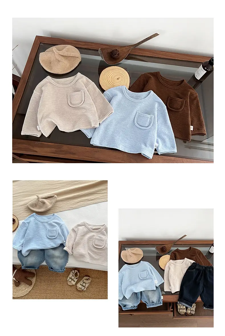 Brown Cotton Round Neck Baby T-shirt for Spring Autumn — feature 8