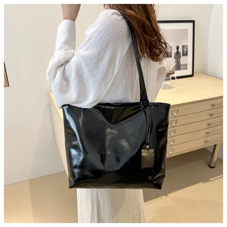 Women's 2024 Textured Shoulder Tote Bag Silver Large Capacity — feature 19