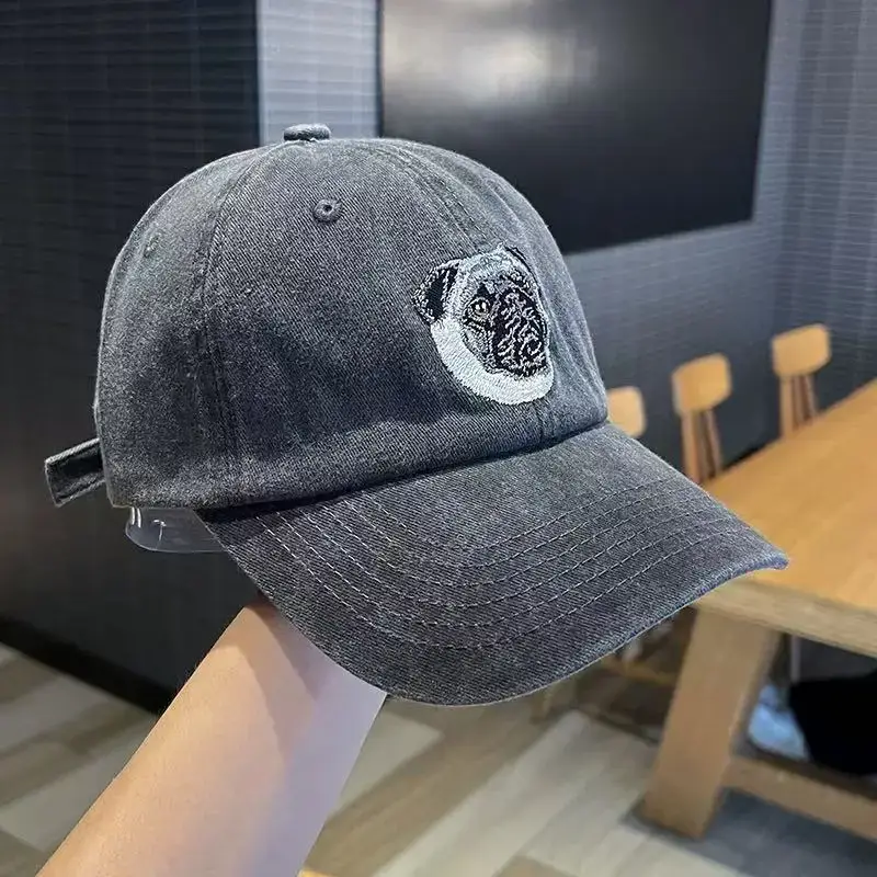 Grey Baseball Cap with Cute Puppy Embroidery - Image 3