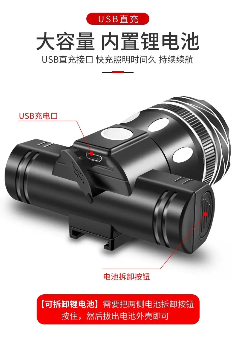 Rechargeable Waterproof Flashlight for Mountain Bikes — feature 13