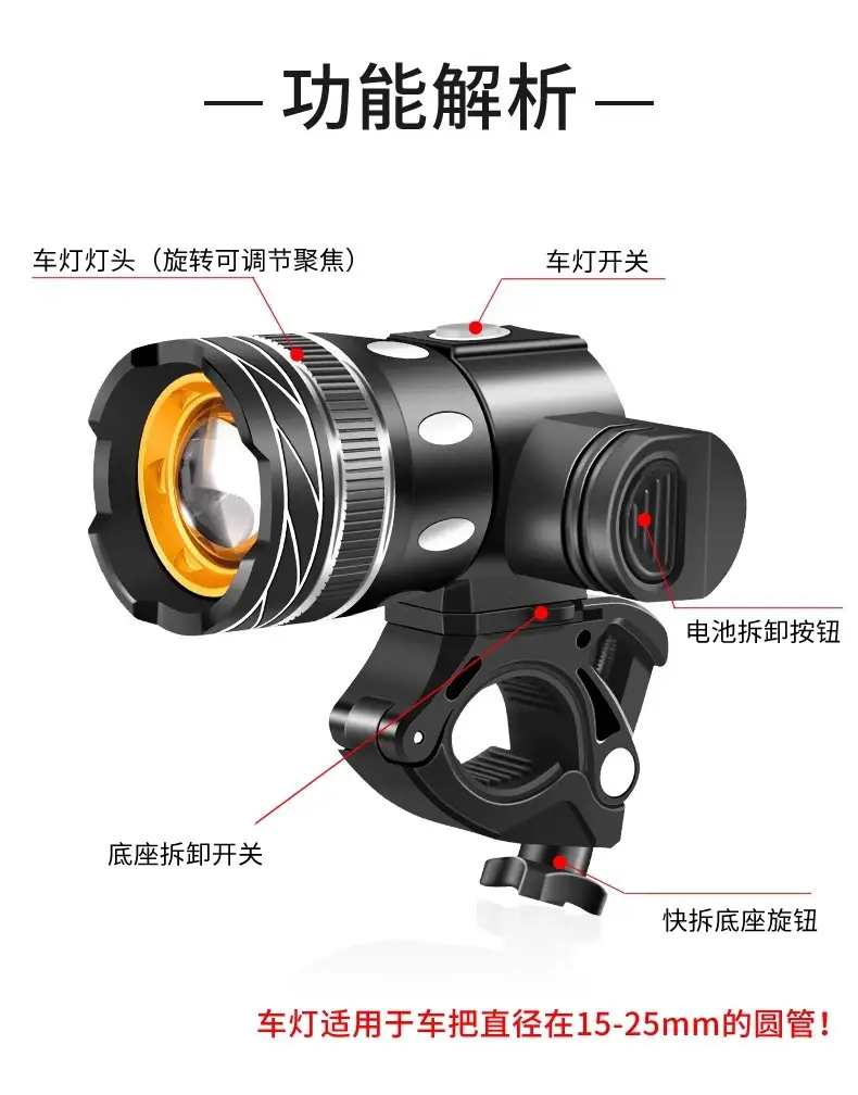 Rechargeable Waterproof Flashlight for Mountain Bikes — feature 7