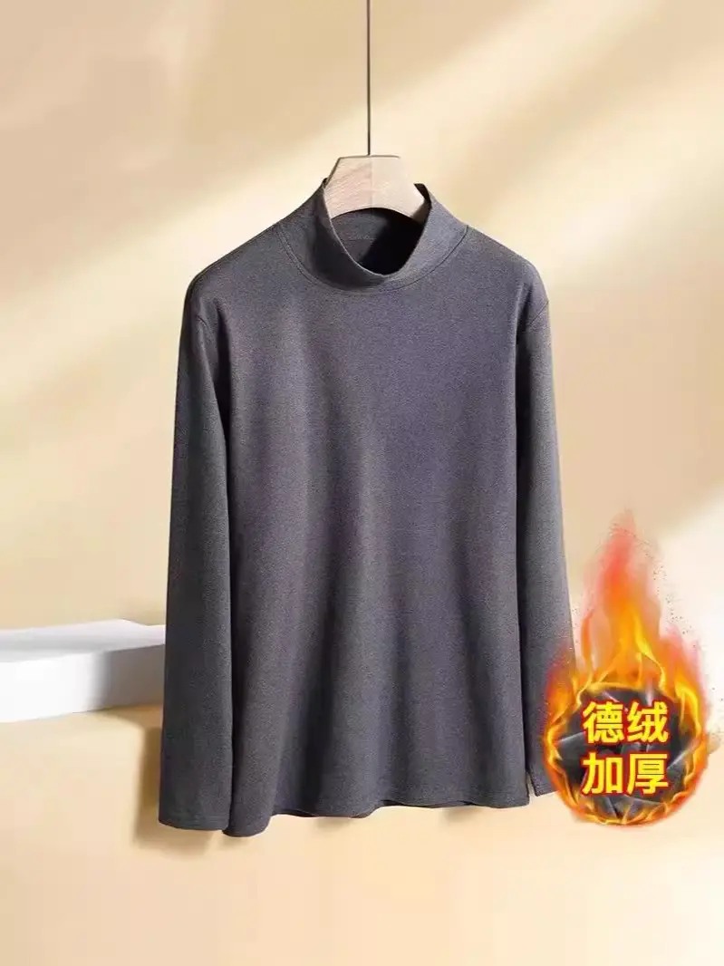 Men's Velvet Thermal Top Dark Green High Quality Outerwear - Image 10