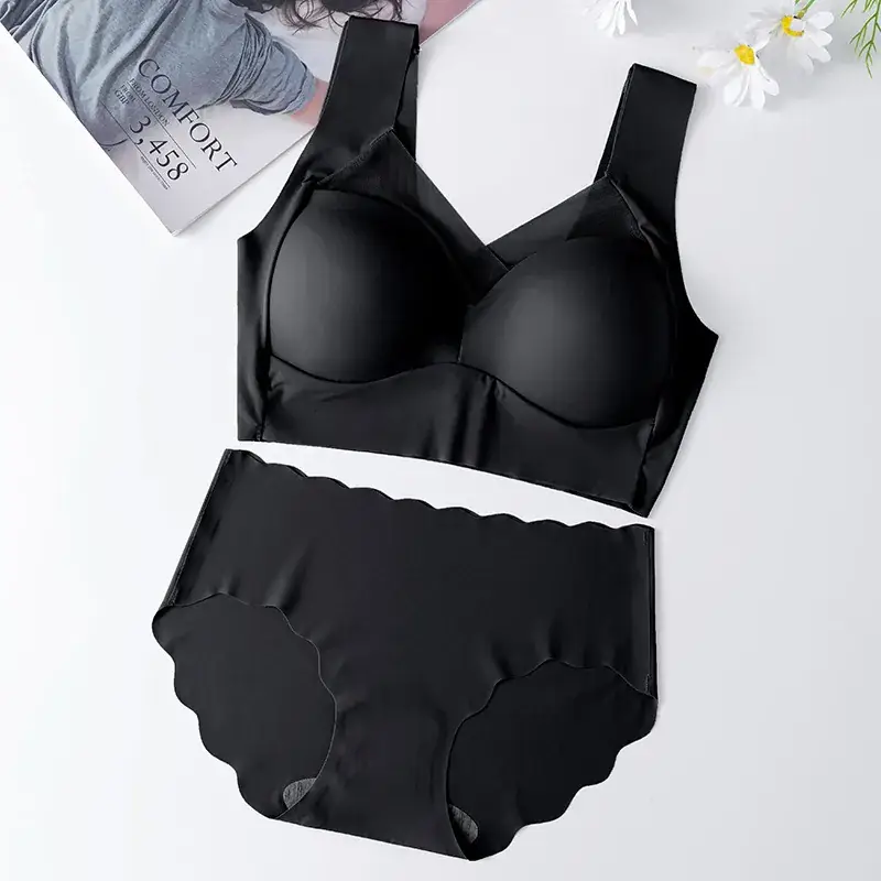 Black Ice Silk Anti-Sagging Vests for Women Plus Size