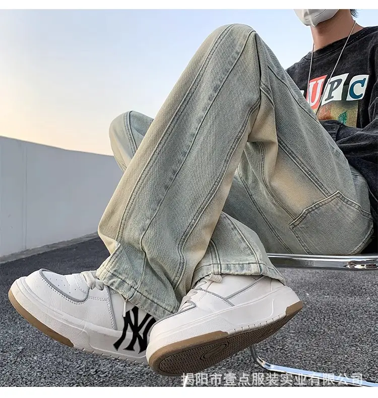 Men's Retro Washed Stitching Jeans American Style — feature 12