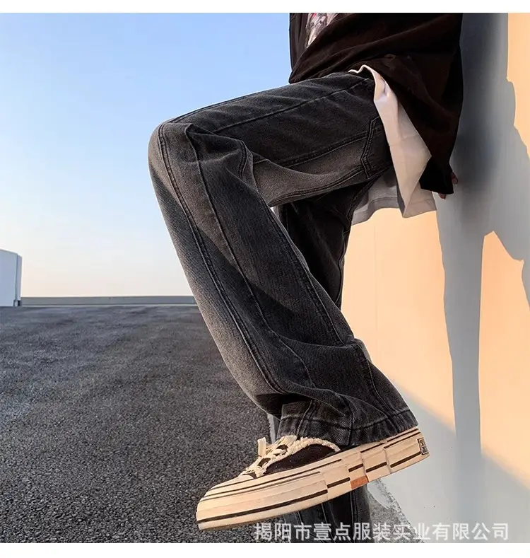 Men's Retro Washed Stitching Jeans American Style — feature 19