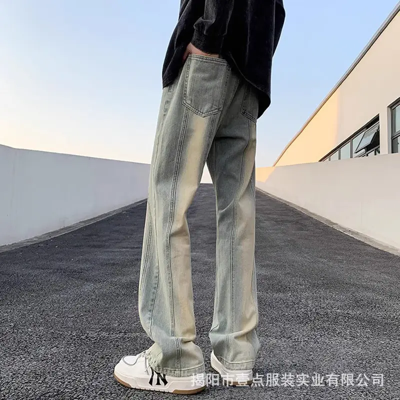 Men's Retro Washed Stitching Jeans American Style — feature 2