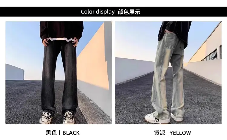 Men's Retro Washed Stitching Jeans American Style — feature 3