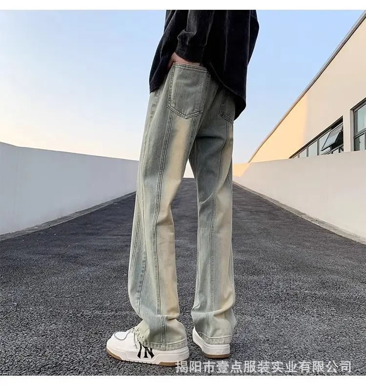 Men's Retro Washed Stitching Jeans American Style — feature 7