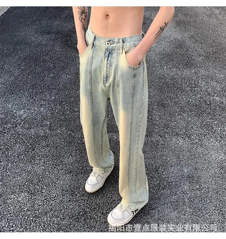 Men's Retro Washed Stitching Jeans American Style — feature 9