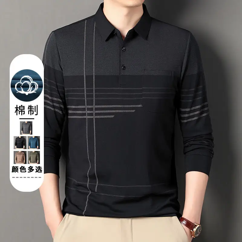 Men's Olive Green Polo Shirt with Stripes - Image 7