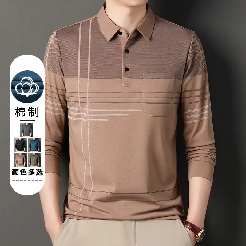 Men's Olive Green Polo Shirt with Stripes - Image 9