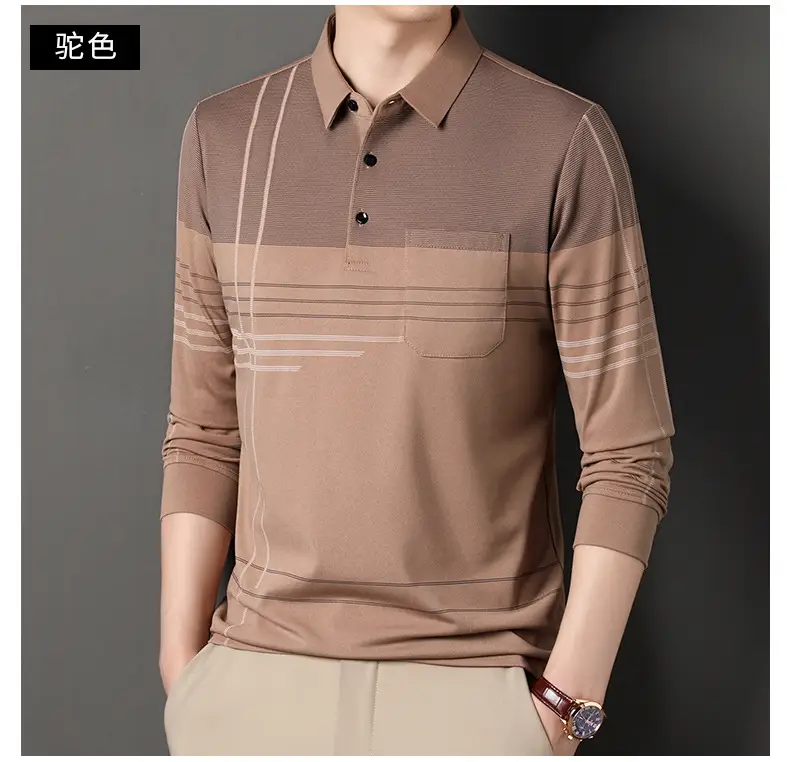 Men's Olive Green Polo Shirt with Stripes — feature 17