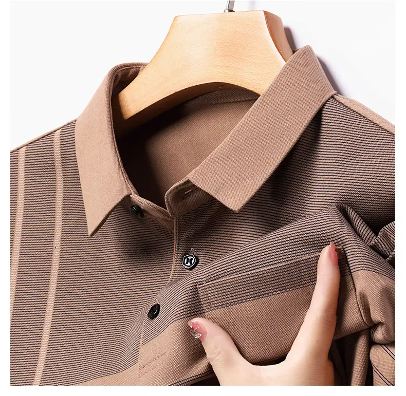 Men's Olive Green Polo Shirt with Stripes — feature 19