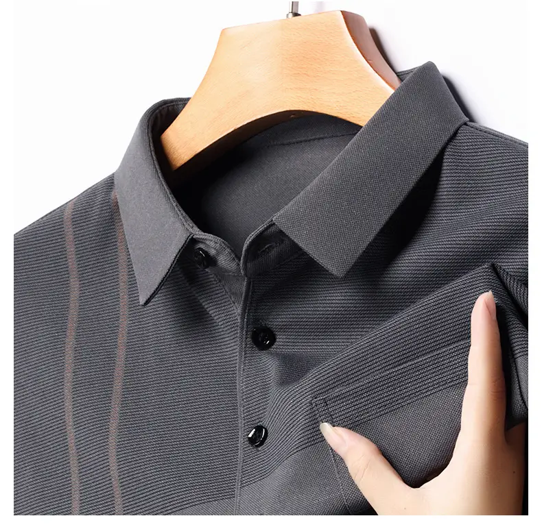 Men's Olive Green Polo Shirt with Stripes — feature 21