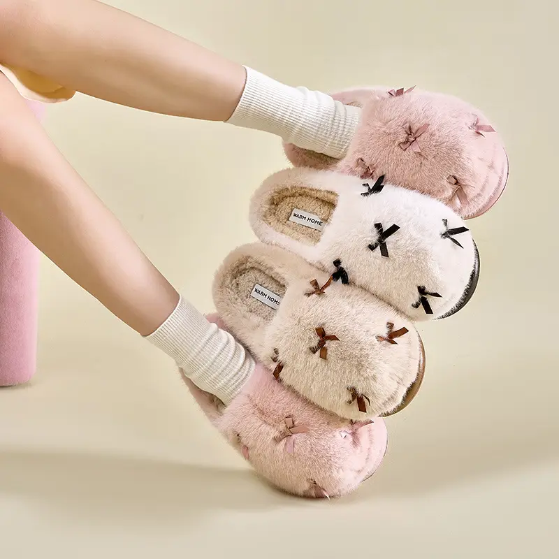 Stuffed Cotton Slippers for Women in Winter, Indoor Non-Slip Thick-Soled Fur Slippers, Autumn and Winter Home Cotton Slippers, Warm Home Slippers - Image 8