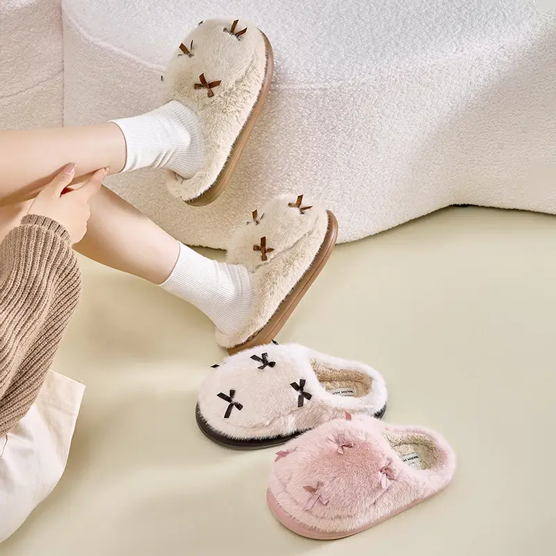 Stuffed Cotton Slippers for Women in Winter, Indoor Non-Slip Thick-Soled Fur Slippers, Autumn and Winter Home Cotton Slippers, Warm Home Slippers - Image 10