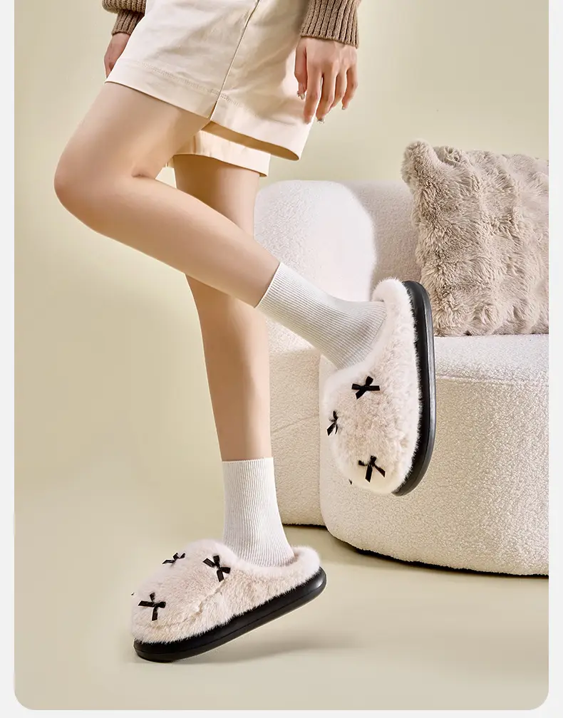 Stuffed Cotton Slippers for Women in Winter, Indoor Non-Slip Thick-Soled Fur Slippers, Autumn and Winter Home Cotton Slippers, Warm Home Slippers — feature 12