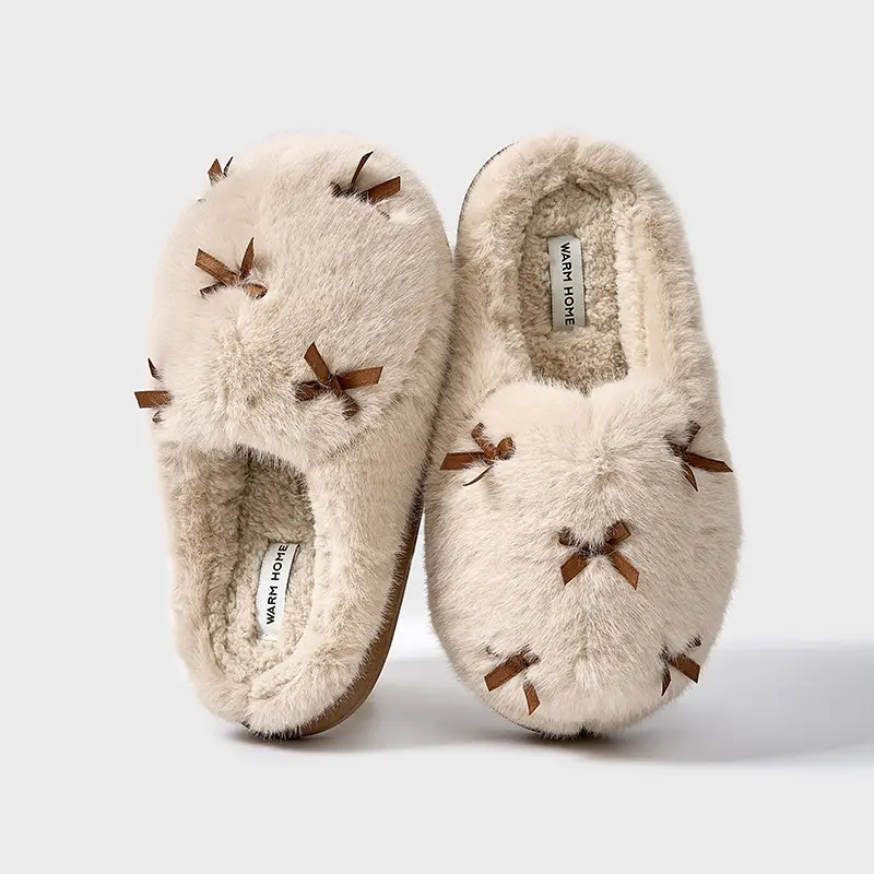 Stuffed Cotton Slippers for Women in Winter, Indoor Non-Slip Thick-Soled Fur Slippers, Autumn and Winter Home Cotton Slippers, Warm Home Slippers