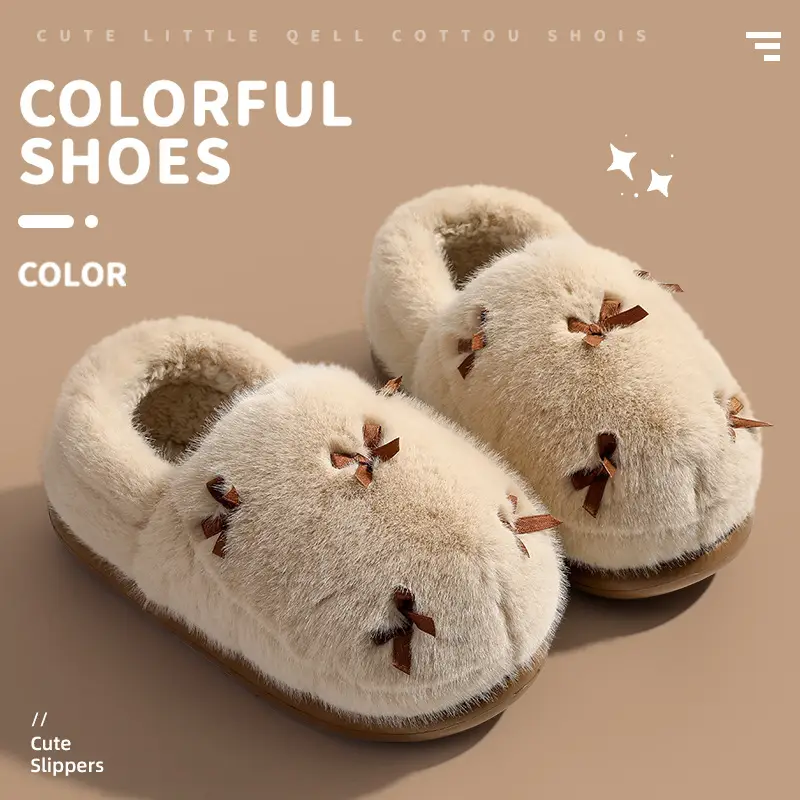 Stuffed Cotton Slippers for Women in Winter, Indoor Non-Slip Thick-Soled Fur Slippers, Autumn and Winter Home Cotton Slippers, Warm Home Slippers - Image 4