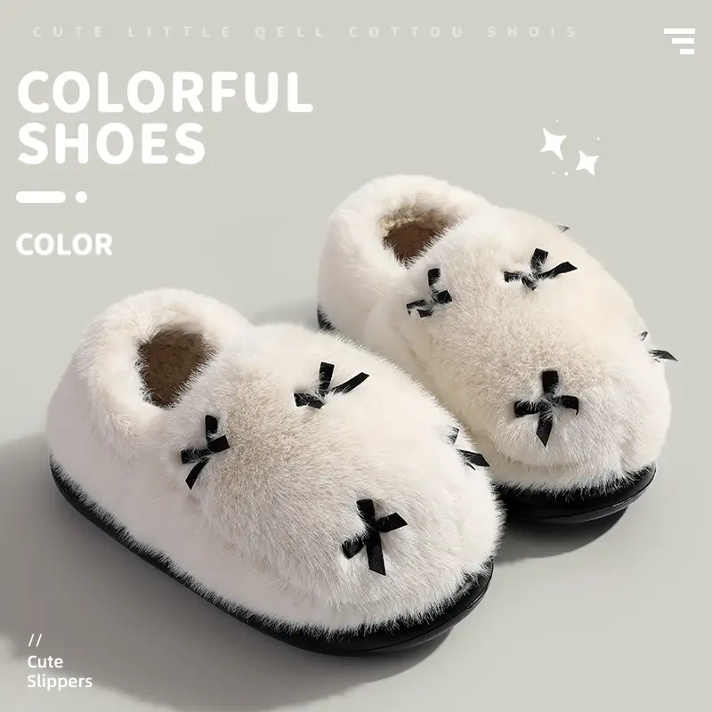 Stuffed Cotton Slippers for Women in Winter, Indoor Non-Slip Thick-Soled Fur Slippers, Autumn and Winter Home Cotton Slippers, Warm Home Slippers - Image 5
