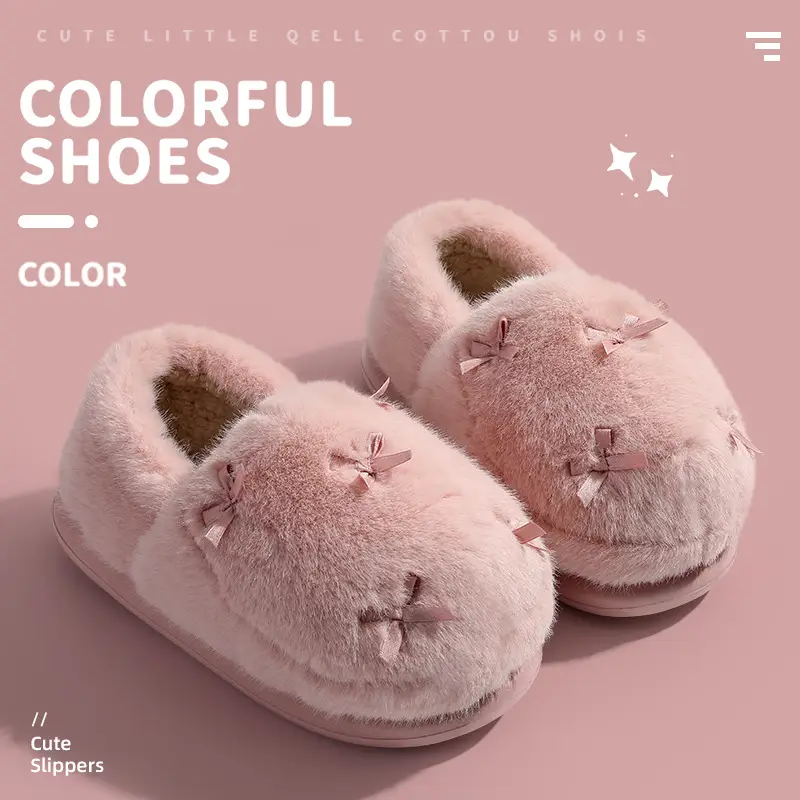 Stuffed Cotton Slippers for Women in Winter, Indoor Non-Slip Thick-Soled Fur Slippers, Autumn and Winter Home Cotton Slippers, Warm Home Slippers - Image 6