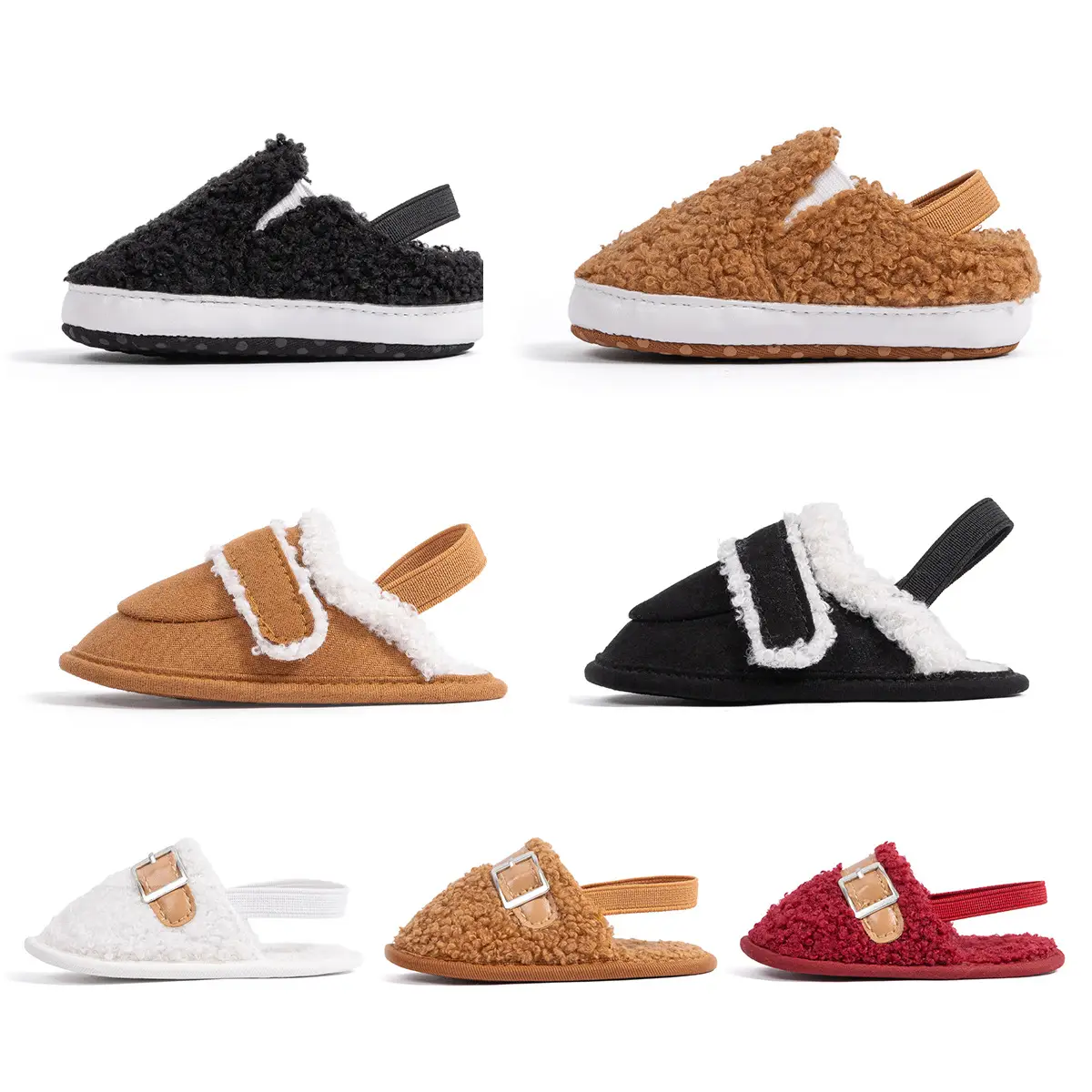 Warm Brown Fleece Baby Slippers for Toddlers