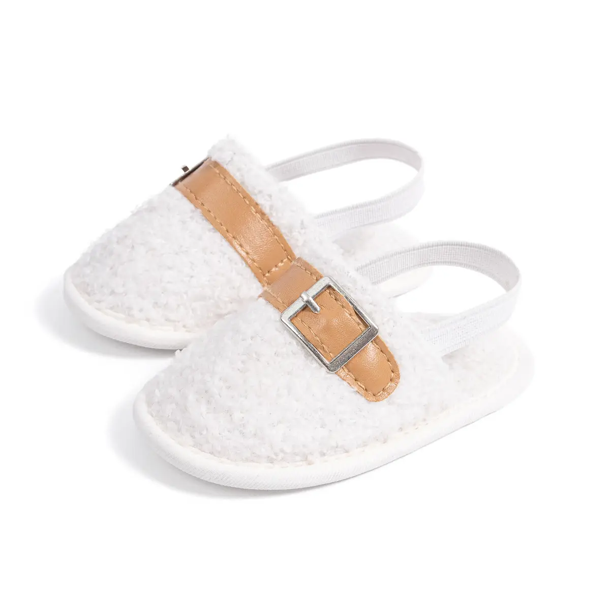 Warm Brown Fleece Baby Slippers for Toddlers