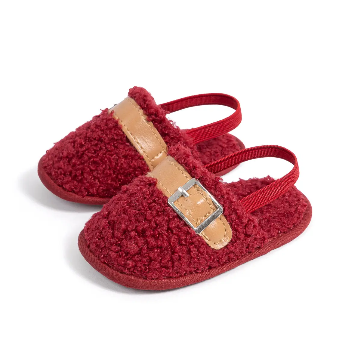 Warm Brown Fleece Baby Slippers for Toddlers