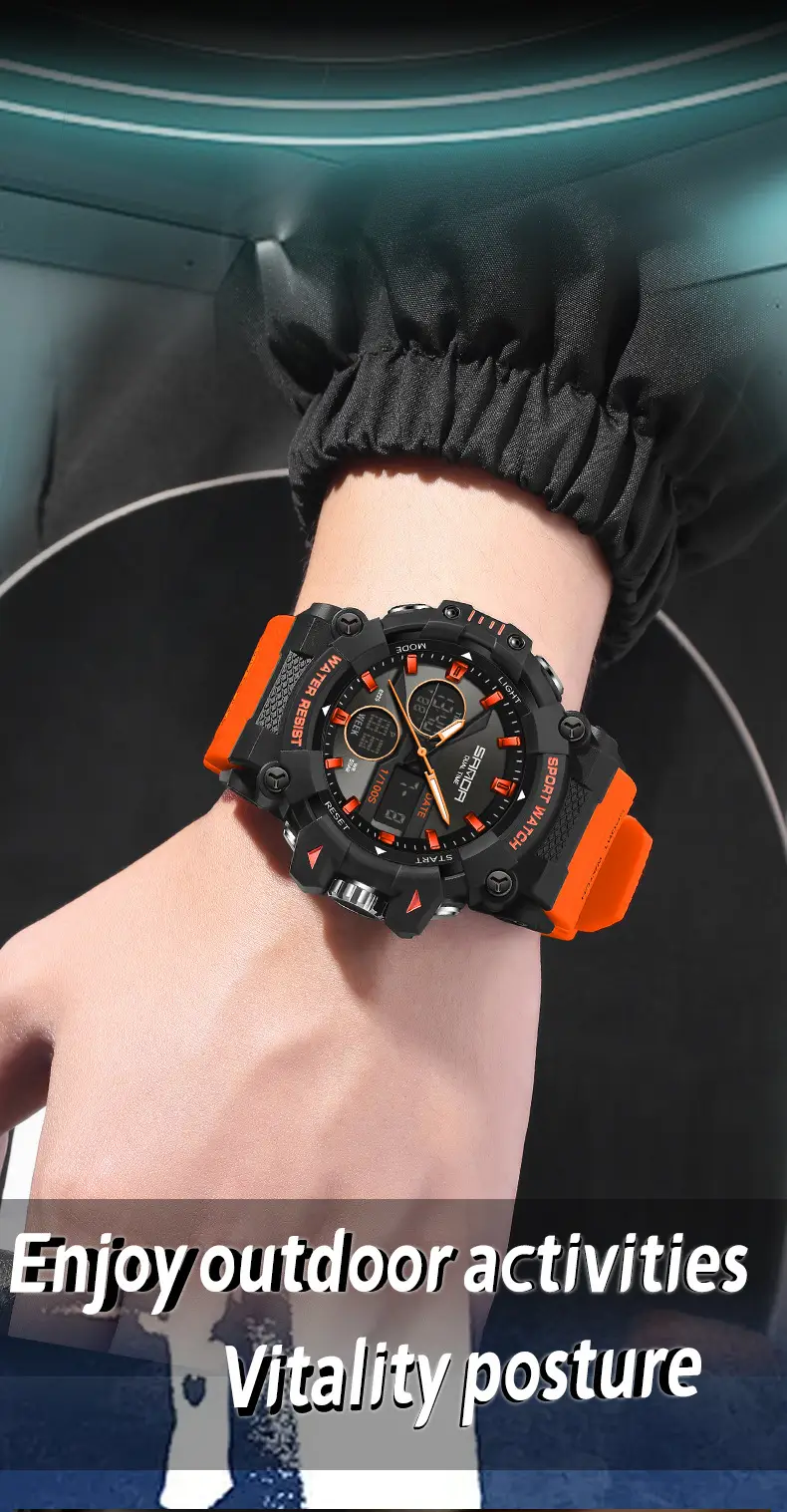 Sanda Sport Watch Orange Water Resistant Digital Display — feature 34