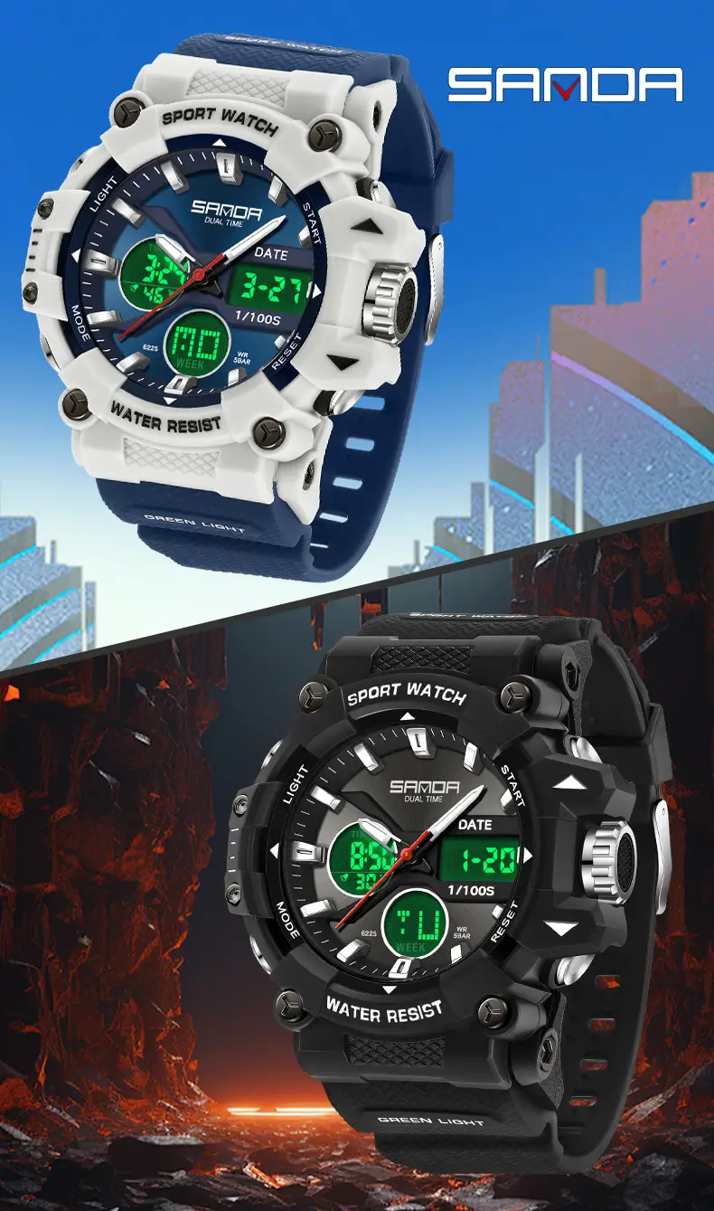 Sanda Sport Watch Orange Water Resistant Digital Display — feature 4