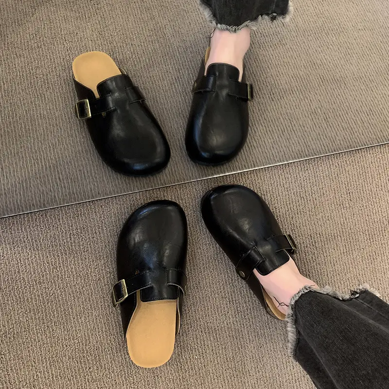 Thick-Soled Birkenstock Shoes for Women Wholesale New French-Style Retro Clogs Flat Lazy Casual Mules - Image 5