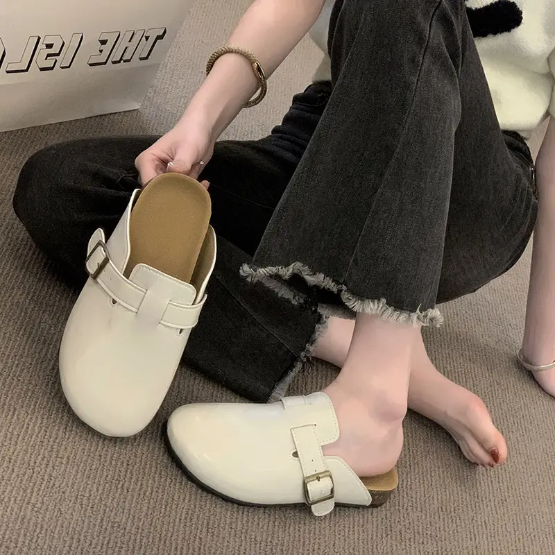 Thick-Soled Birkenstock Shoes for Women Wholesale New French-Style Retro Clogs Flat Lazy Casual Mules - Image 6