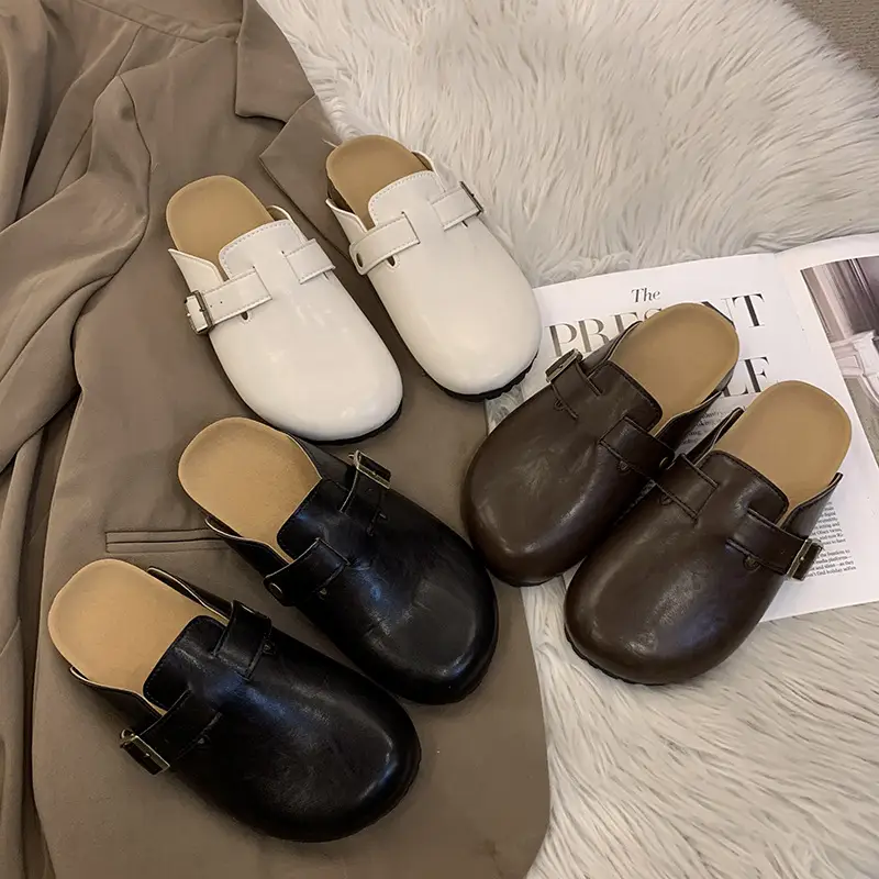 Thick-Soled Birkenstock Shoes for Women Wholesale New French-Style Retro Clogs Flat Lazy Casual Mules - Image 7