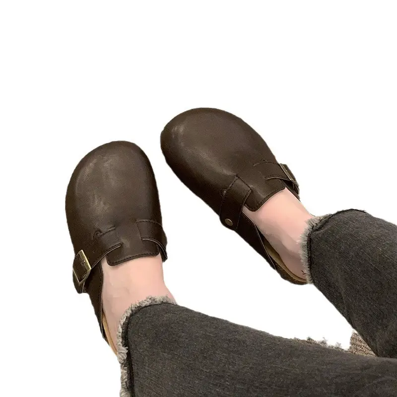 Thick-Soled Birkenstock Shoes for Women Wholesale New French-Style Retro Clogs Flat Lazy Casual Mules - Image 8